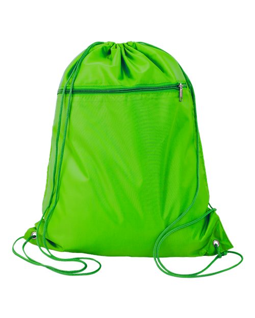 Load image into Gallery viewer, Q-Tees Q135200 Polyester Drawstring Backpack - Lime Green
