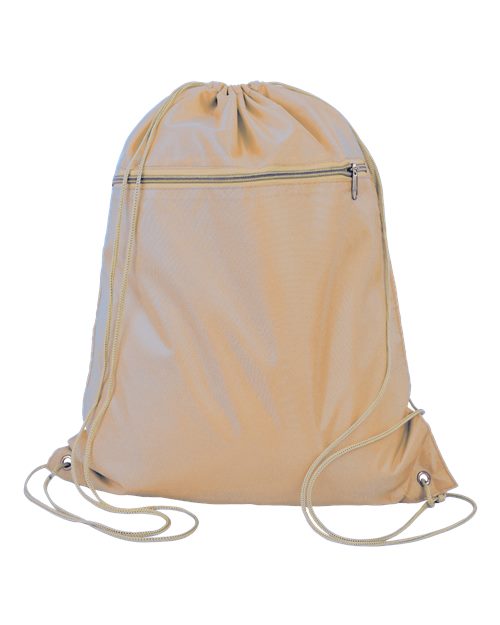 Load image into Gallery viewer, Q-Tees Q135200 Polyester Drawstring Backpack - Natural
