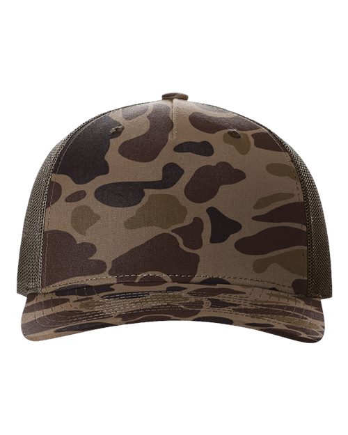 Load image into Gallery viewer, Richardson 112PFP Printed Five-Panel Trucker Cap - Bark Duck Camo/ Brown

