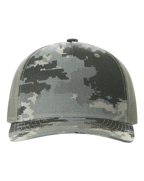 Load image into Gallery viewer, Richardson 112PFP Printed Five-Panel Trucker Cap - Digital Camo/ Light Green
