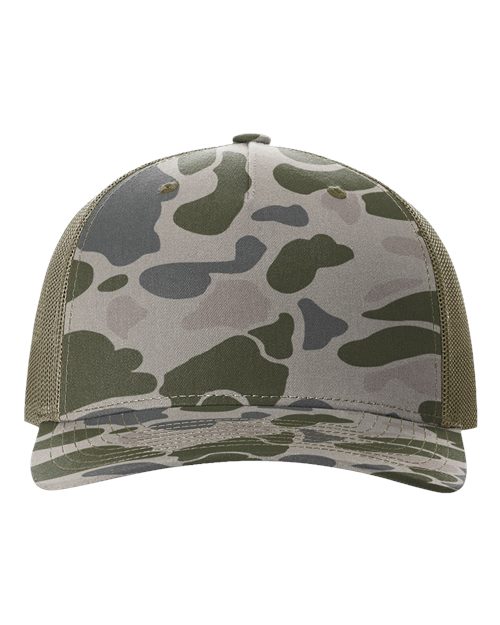 Load image into Gallery viewer, Richardson 112PFP Printed Five-Panel Trucker Cap - Marsh Duck Camo/ Loden
