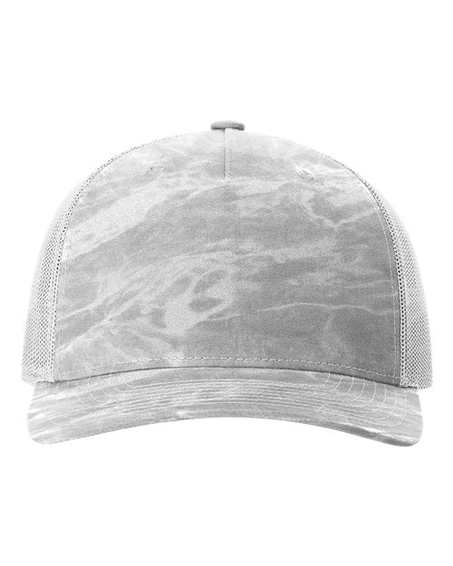 Load image into Gallery viewer, Richardson 112PFP Printed Five-Panel Trucker Cap - Mossy Oak Elements Bonefish/ Light Grey
