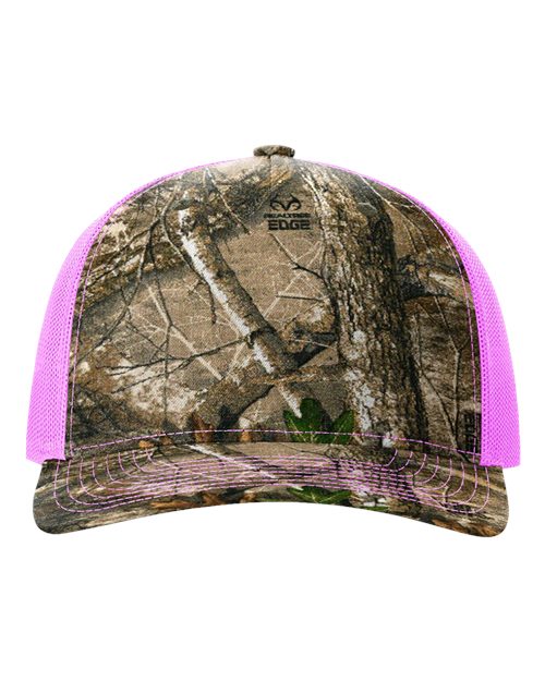 Load image into Gallery viewer, Richardson 112PFP Printed Five-Panel Trucker Cap - Realtree Edge/ Neon Pink
