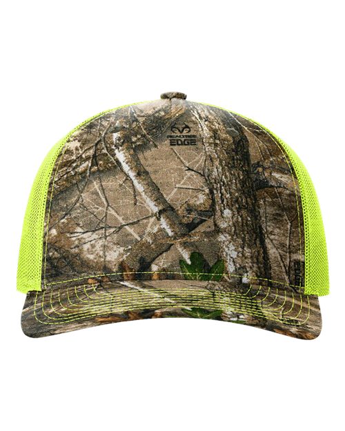 Load image into Gallery viewer, Richardson 112PFP Printed Five-Panel Trucker Cap - Realtree Edge/ Neon Yellow
