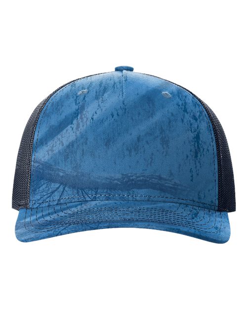 Richardson 112PFP Printed Five-Panel Trucker Cap - Realtree Fishing Light Blue/ Navy