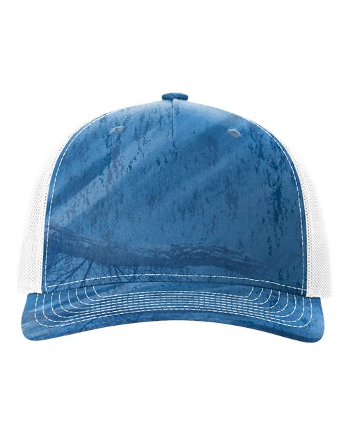 Richardson 112PFP Printed Five-Panel Trucker Cap - Realtree Fishing Light Blue/ White
