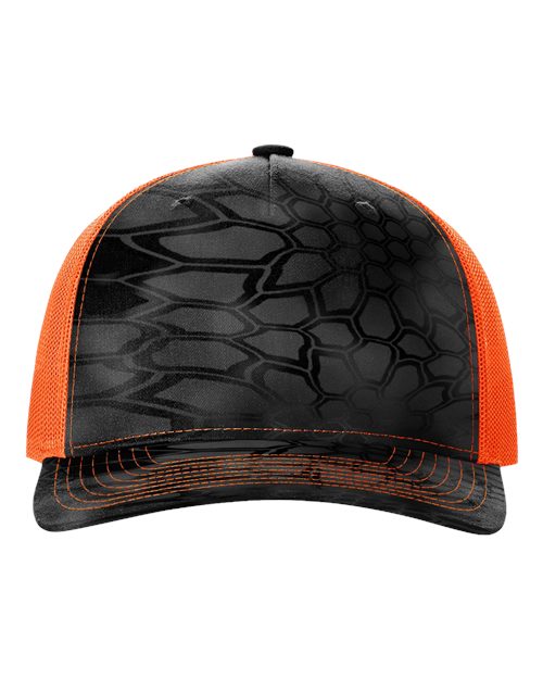 Richardson 112PFP Printed Five-Panel Trucker Cap - Kryptek Typhon/ Neon Orange