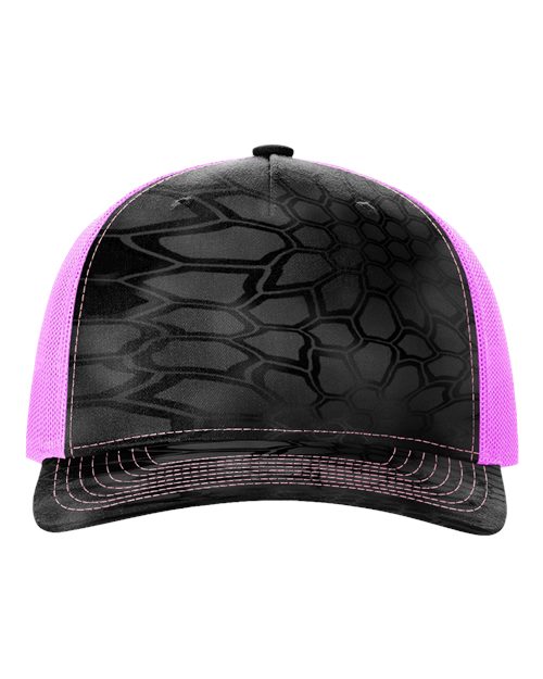 Richardson 112PFP Printed Five-Panel Trucker Cap - Kryptek Typhon/ Neon Pink
