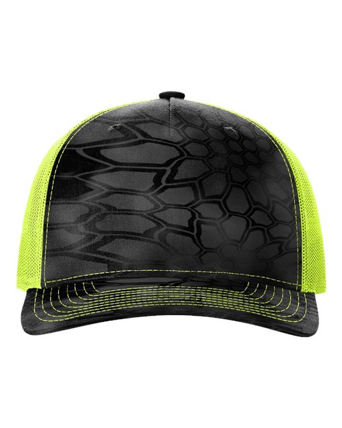 Richardson 112PFP Printed Five-Panel Trucker Cap - Kryptek Typhon/ Neon Yellow