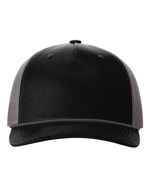 Richardson 112FPR Five-Panel Trucker Rope Cap - Black/ Charcoal