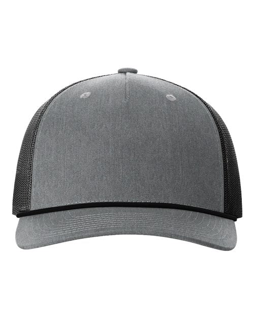 Richardson 112FPR Five-Panel Trucker Rope Cap - Heather Grey/ Black
