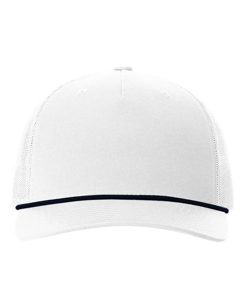 Load image into Gallery viewer, Richardson 112FPR Five-Panel Trucker Rope Cap - White/ Navy
