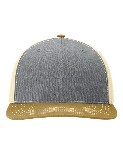 Richardson 312 Twill Back Trucker Cap - Heather Grey/ Birch/ Amber Gold