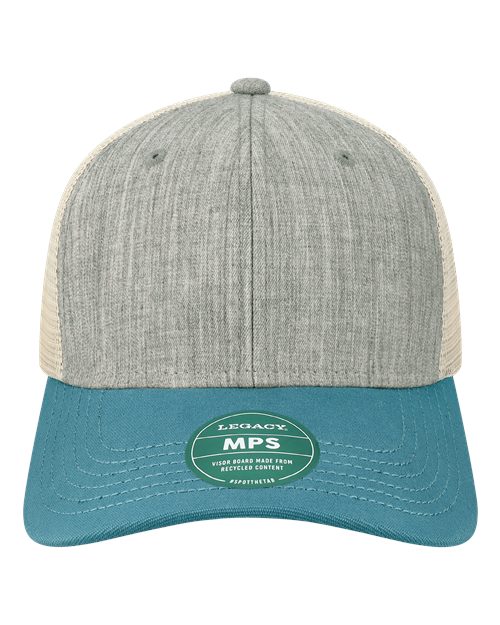 Load image into Gallery viewer, LEGACY MPS Mid-Pro Snapback Trucker Cap - Melange Grey/ Pacific Blue/ Stone
