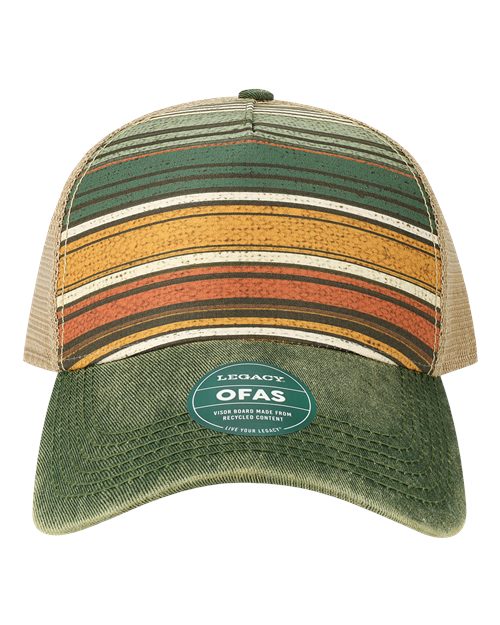 LEGACY OFAFP Old Favorite Five-Panel Trucker Cap - Green Stripe