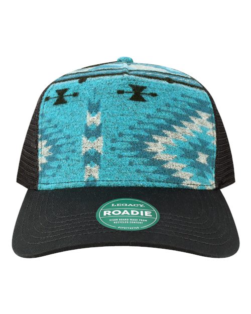 LEGACY ROADIE Five-Panel Adjustable Cap - Aqua Aztec/ Black