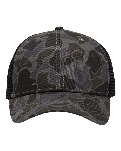 Sportsman SP1450 Traditional Lo-Pro Mesh Back Trucker Fit Cap - Chino Black Duck Camo/ Black