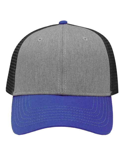 Sportsman SP1450 Traditional Lo-Pro Mesh Back Trucker Fit Cap - Heather Grey/ Charcoal/ Royal