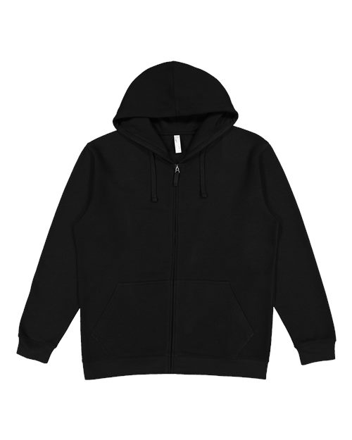 LAT 6927 Unisex Full-Zip Hoodie Sweatshirt - Black