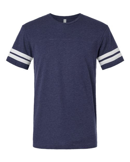 LAT 6937 Unisex Football Fine Jersey Tee - Vintage True Navy/ Blended White