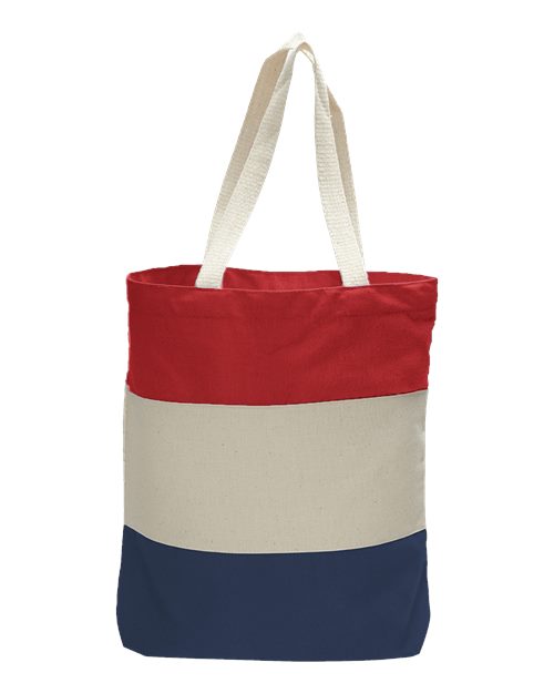 Load image into Gallery viewer, Q-Tees Q125900 11L Tri-Color Tote - Navy/ Natural/ Red
