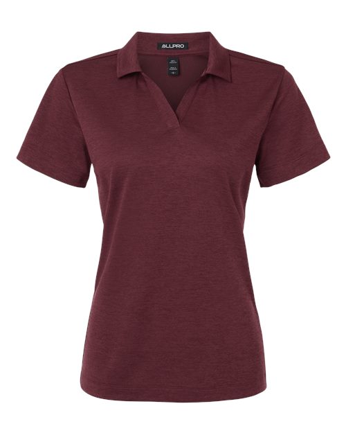 AllPro 4HM00L Women's Pro-Lock Performance Mélange Polo - Maroon Melange