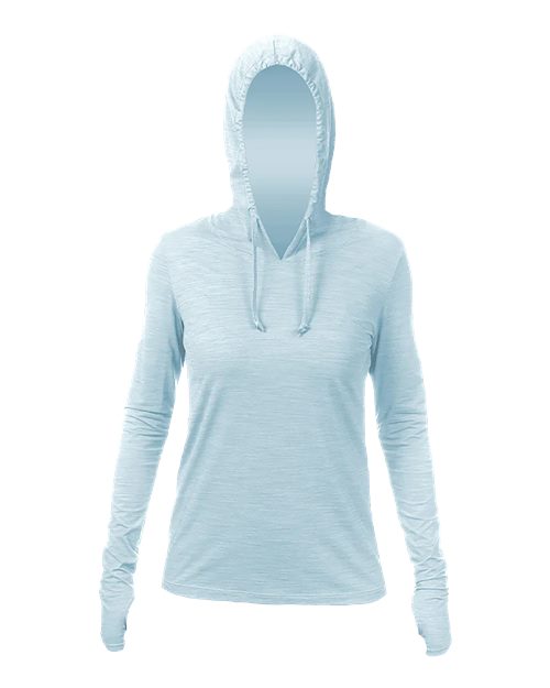 Load image into Gallery viewer, ANETIK WSBRZH0 Women's Breeze Tech Hooded Long Sleeve T-Shirt - Sky Heathered
