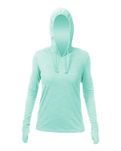 ANETIK WSBRZH0 Women's Breeze Tech Hooded Long Sleeve T-Shirt - Seafoam Heathered