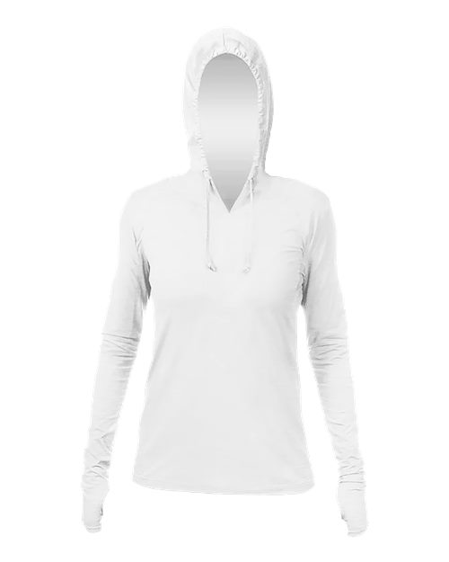 ANETIK WSBRZH0 Women's Breeze Tech Hooded Long Sleeve T-Shirt - White Heathered