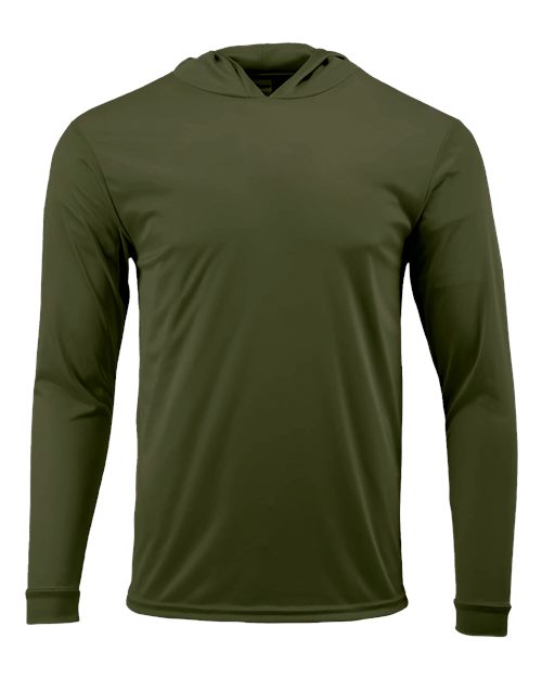 Paragon 220 Unisex Bahama Performance Hooded Long Sleeve T-Shirt - Olive Green