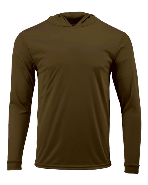Paragon 220 Unisex Bahama Performance Hooded Long Sleeve T-Shirt - Woodland Brown