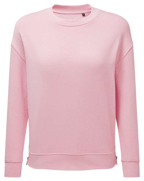 TriDri TD600 Women's Billie Side-Zip Crewneck Sweatshirt - Light Pink