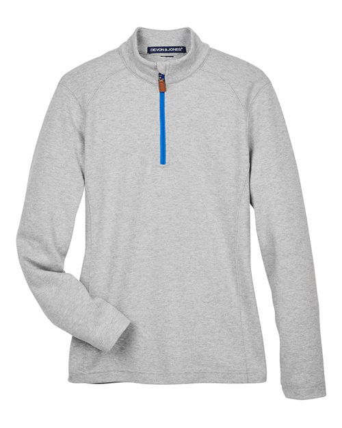 Devon & Jones DG479W Women's DRYTEC20™ Performance Quarter-Zip Pullover - Grey Heather/ Grey H/ French Blue