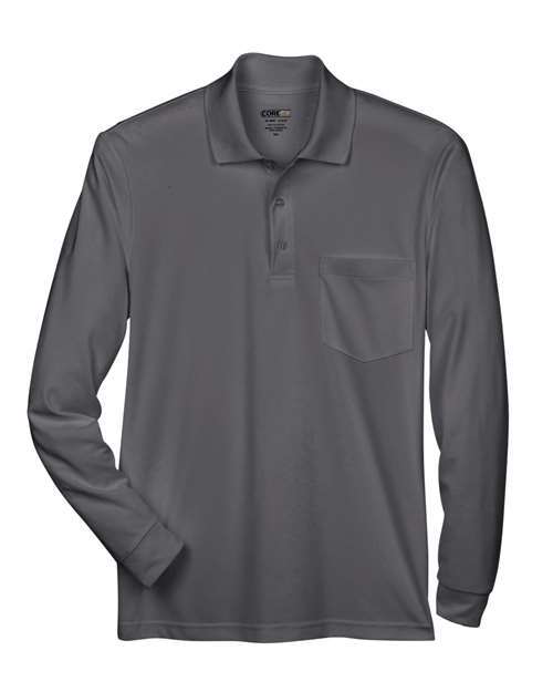Load image into Gallery viewer, CORE365 88192P Men's Pinnacle Performance Long Sleeve Piqué Polo with Pocket - Carbon
