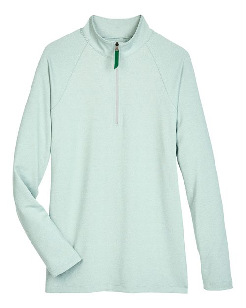 Devon & Jones DG480W Women's CrownLux Performance® Clubhouse Micro-Stripe Quarter-Zip Pullover - Kelly Green