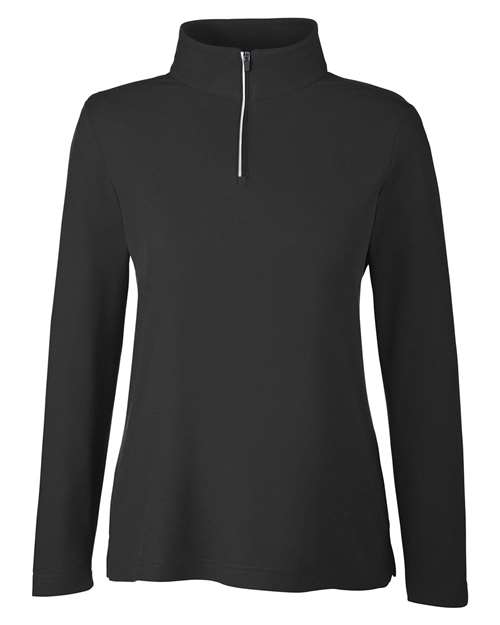 CORE365 CE405W Women's Fusion ChromaSoft™ Pique Quarter-Zip Pullover - Black