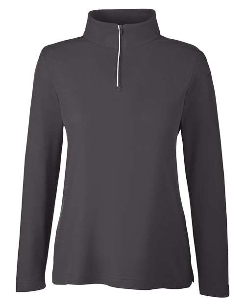 Load image into Gallery viewer, CORE365 CE405W Women's Fusion ChromaSoft™ Pique Quarter-Zip Pullover - Carbon
