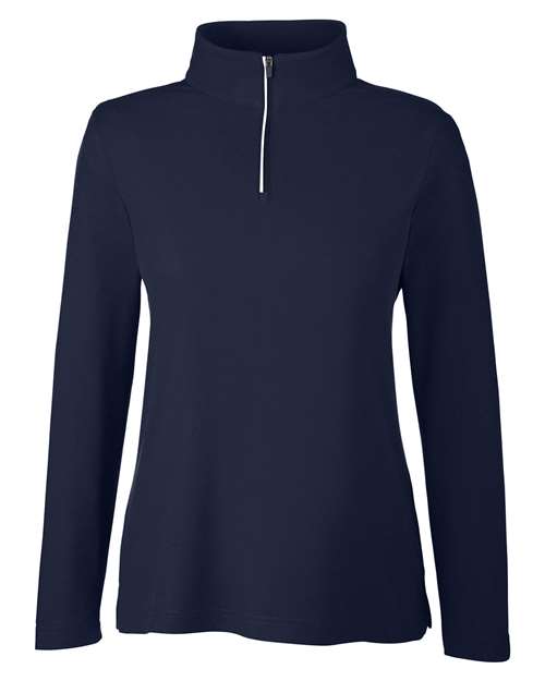 Load image into Gallery viewer, CORE365 CE405W Women's Fusion ChromaSoft™ Pique Quarter-Zip Pullover - Classic Navy
