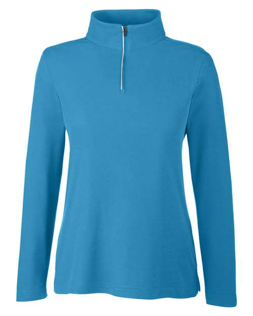 Load image into Gallery viewer, CORE365 CE405W Women's Fusion ChromaSoft™ Pique Quarter-Zip Pullover - Electric Blue
