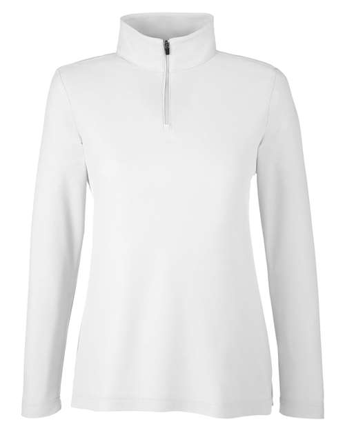 CORE365 CE405W Women's Fusion ChromaSoft™ Pique Quarter-Zip Pullover - White