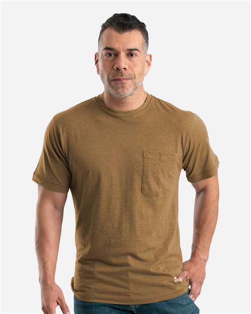 Berne Apparel BSM38 Men's Lightweight Performance Pocket T-Shirt - Brown