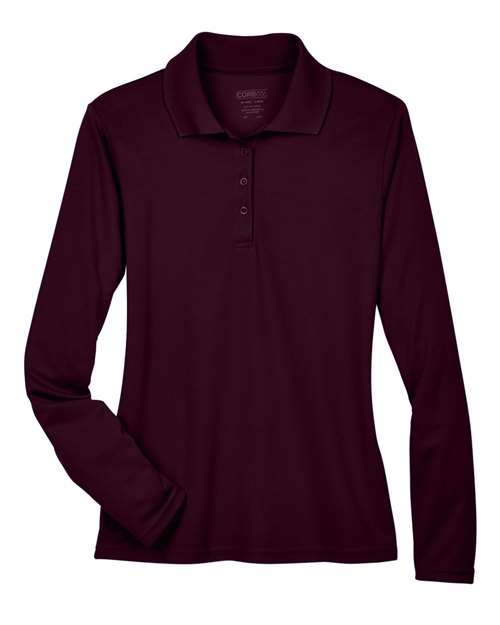 CORE365 78192 Women's Pinnacle Performance Long Sleeve Piqué Polo - Burgundy