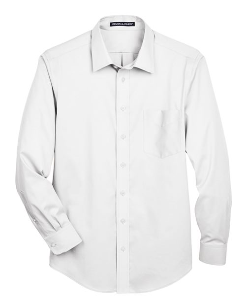 Devon & Jones DG530 Men's Crown Collection® Solid Stretch Twill Woven Dress Shirt - White