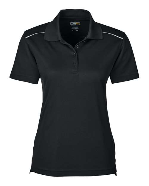 CORE365 78181R Women's Radiant Performance Piqué Polo with Reflective Piping - Black