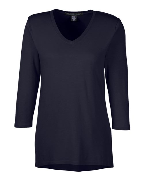Devon & Jones DP184W Women's Perfect Fit™ Bracelet-Length V-Neck Top - Black