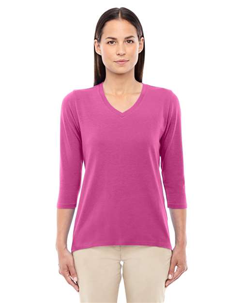 Load image into Gallery viewer, Devon &amp; Jones DP184W Women's Perfect Fit™ Bracelet-Length V-Neck Top - Charity Pink
