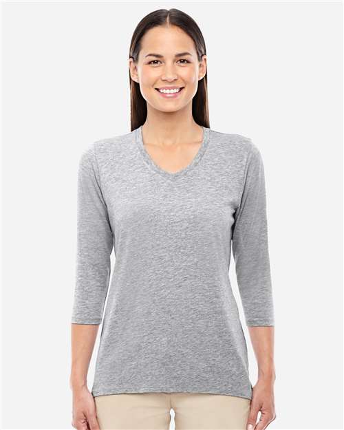 Devon & Jones DP184W Women's Perfect Fit™ Bracelet-Length V-Neck Top - Grey Heather