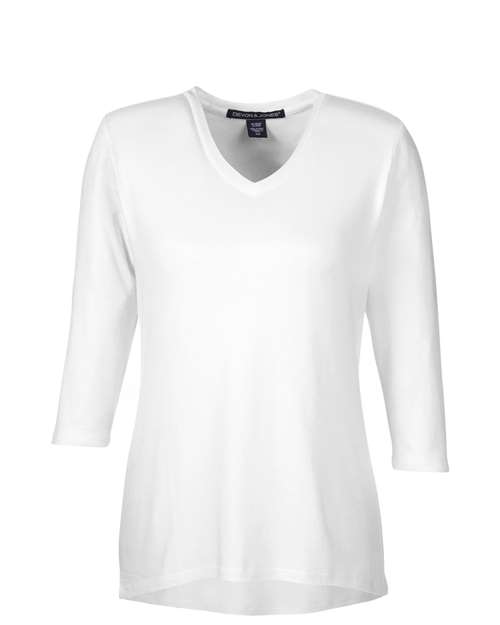 Load image into Gallery viewer, Devon &amp; Jones DP184W Women's Perfect Fit™ Bracelet-Length V-Neck Top - White
