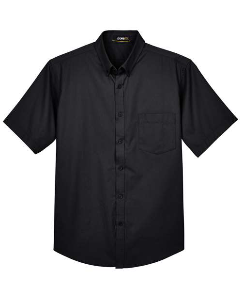 CORE365 88194 Men's Optimum Short Sleeve Twill Dress Shirt - Black