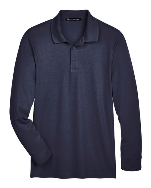 Devon & Jones DG20L Men's CrownLux Performance® Plaited Long Sleeve Polo - Navy